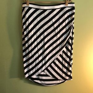 Ava and Viv Striped Bodycon Faux Wrap Skirt
